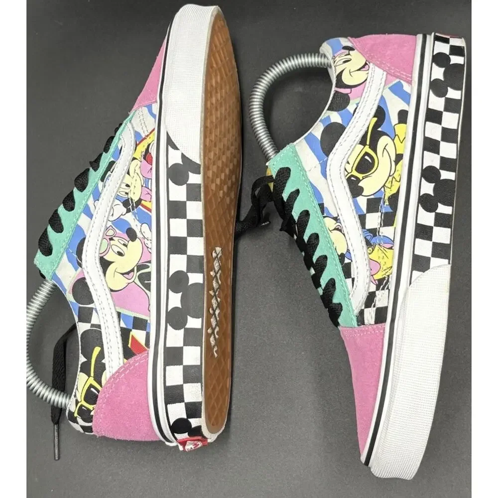 Vans Disney Mickey Mouse Old Skool Men's Checkered Multicolor Canvas Sz6,Wmns7.5